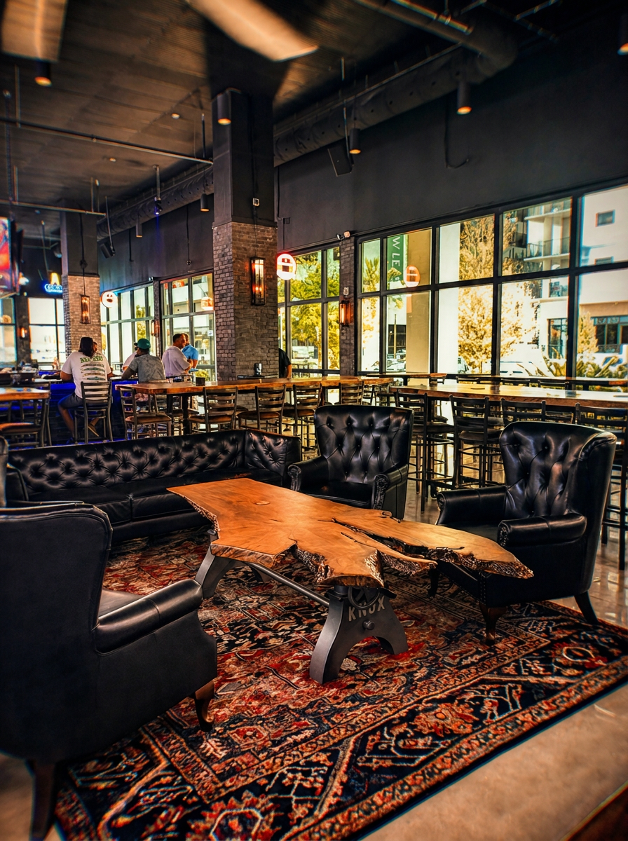 Game day lounge seating at Back Bar