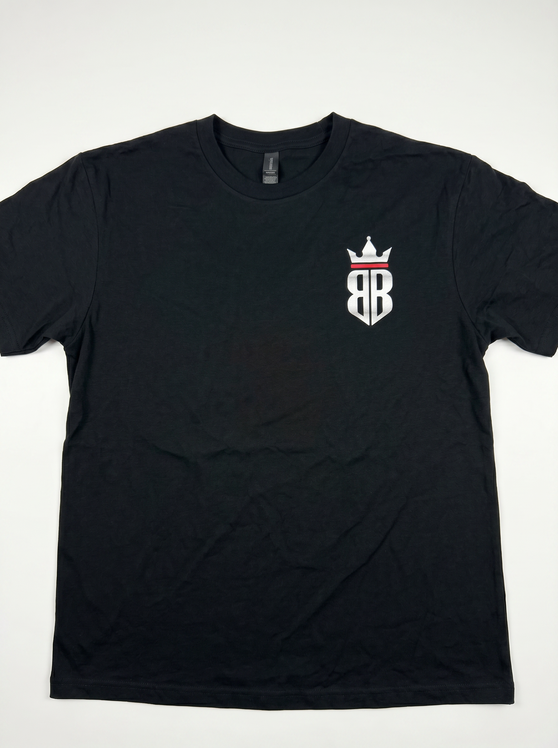 Black Back Bar T-shirt, front with BB crown logo on the chest